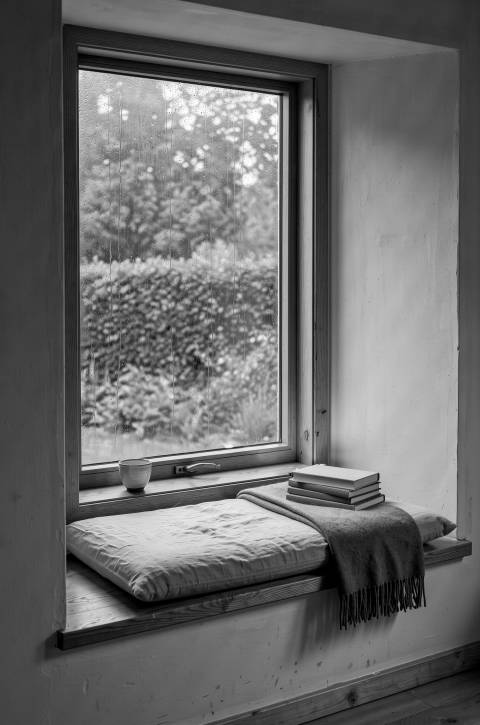 Rincón de Lectura en blanco y negro