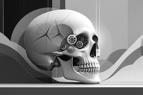 Tiempo Geométrico Índigo en blanco y negro